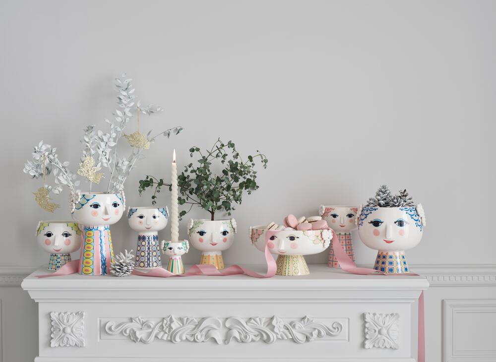 Eva lysestage, lys blå - H9,5 cm.